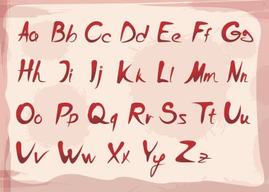 Vintage grunge arka plan üzerinde kanlı Cadılar Bayramı alfabe. Vektör yazı tipi