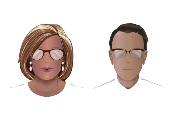 Silhouettes Men Women Glasses Vector Illustration — Stock Vector