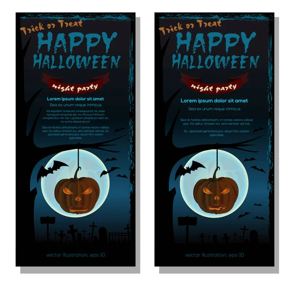 Halloween Projekt Cukierek Albo Psikus Wesołego Halloween Księżyc Pełni Cmentarz — Wektor stockowy