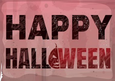 Mutlu Halloween metin afiş grunge tarzı. Cadılar Bayramı yazı. Konsept tasarımı. Vektör çizim
