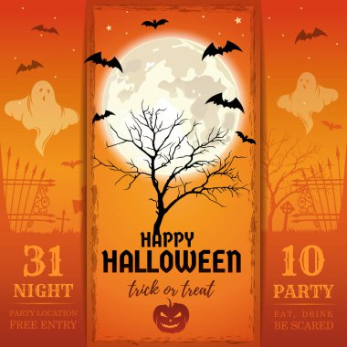 Halloween gece partisi için davetiye. Yemek, içmek, korkma. Vektör çizim