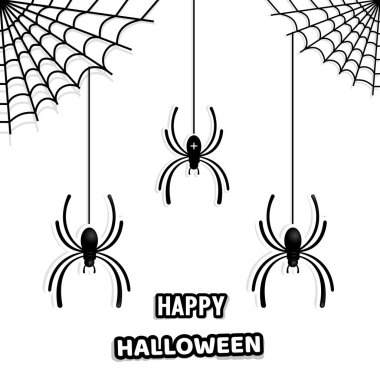 Cadılar Bayramı'nda bir ev dekorasyon için şık kağıt örümcekler kümesi. Cadılar Bayramı tasarım. Örümcek ağı ve örümcekler. Beyaz arka plan üzerinde izole vektör çizim