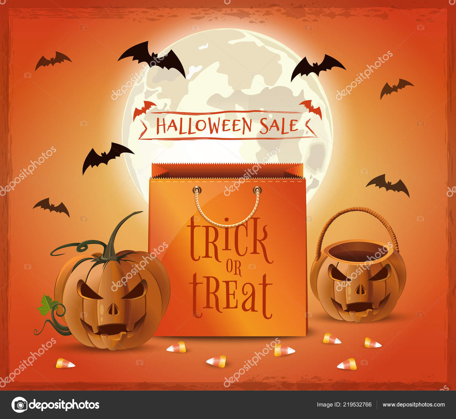 ハロウィン セール ポスター デザイン ハロウィーンはショッピング お菓子をくれないといたずらするよ ベクトル図 ストックベクター C Kiberstalker