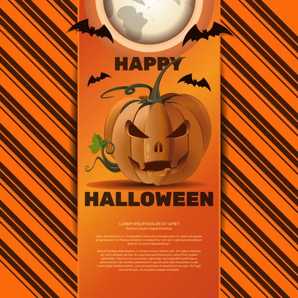 Cartaz Halloween Feliz Dia Das Bruxas Jack Lanterna Lua Cheia — Vetor de Stock