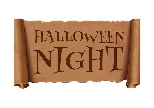 Soirée Halloween Texte Sur Ruban Salutation Défilant Design Halloween Papyrus — Image vectorielle