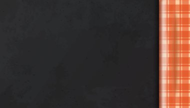 Mutfak arka plan. Damalı turuncu masa örtüsü masa üstü görünümünde. Vektör çizim