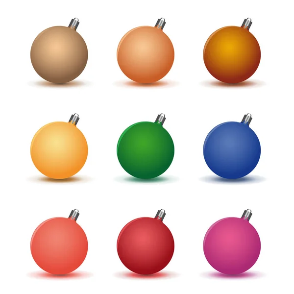 Multicolored Christmas Ball Set Collection Decorative Christmas Balls Isolated White — Stock Vector