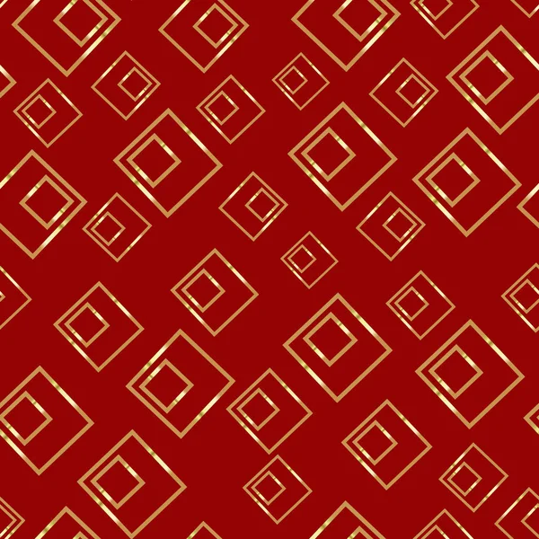 Gyllene Rektangeln Röd Bakgrund Dubbla Abstrakta Sömlösa Mönster Vektorillustration — Stock vektor