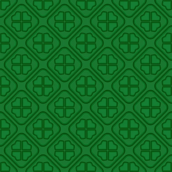 Zöld vektor varrat nélküli mintát négylevelű lóhere — Stock Vector
