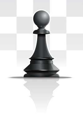 Siyah satranç figürü piyon. Gerçekçi vektör simgesi