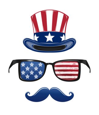 ABD Bağımsızlık Günü simgesi seti. Vektör çizimi