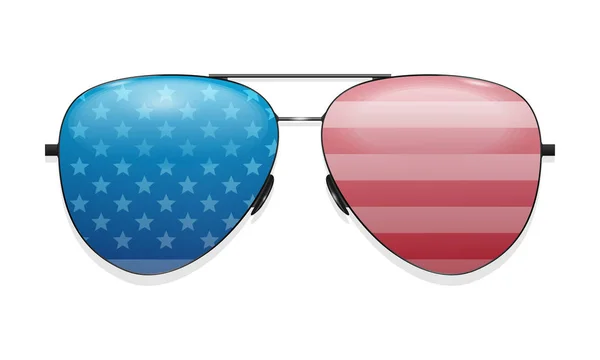 Gafas que reflejan la bandera de Estados Unidos. Icono del vector — Archivo Imágenes Vectoriales