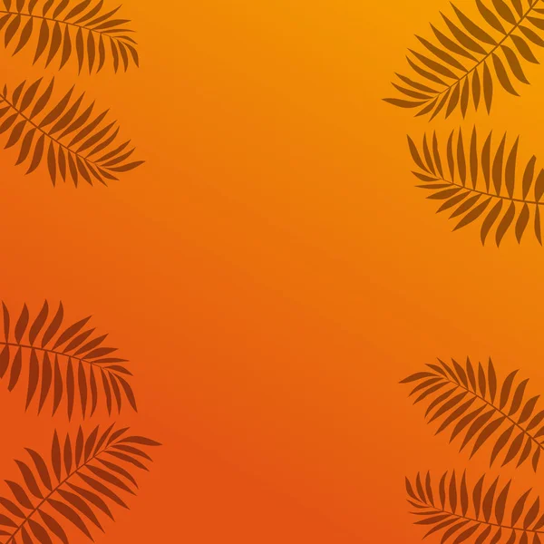 Ombres de feuilles de palmier tropicales sur une orange — Image vectorielle