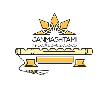 Janmashtami mahatsava tasarım. Hindu festivali. Vektör logosu