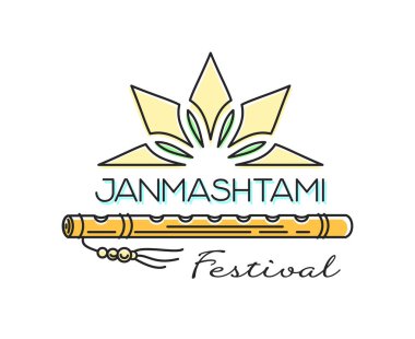 Janmashtami festivali. Hindu festivali. Vektör logo tasarımı