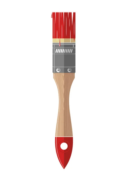 Paintbrush in red paint colored flat icon — Stock Vector