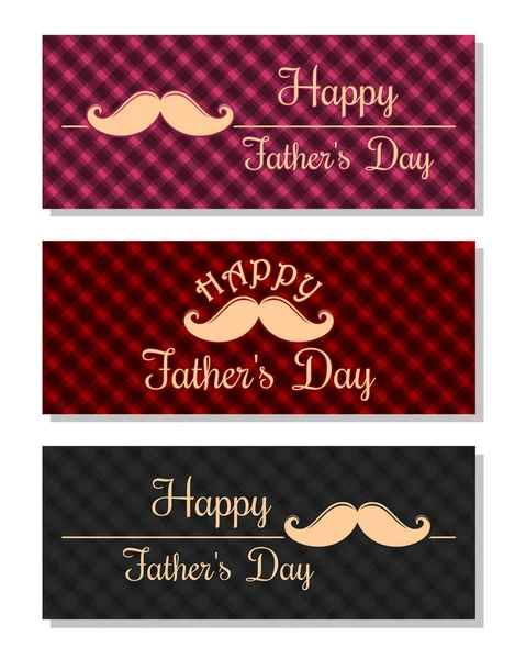 Set Van Veelkleurige Plaid Banners Voor Vaderdag Fijne Vaderdag Groet — Stockvector