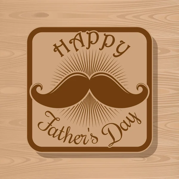 Happy Fathers Day Icoon Voor Wenskaart Houten Achtergrond Vectorillustratie — Stockvector