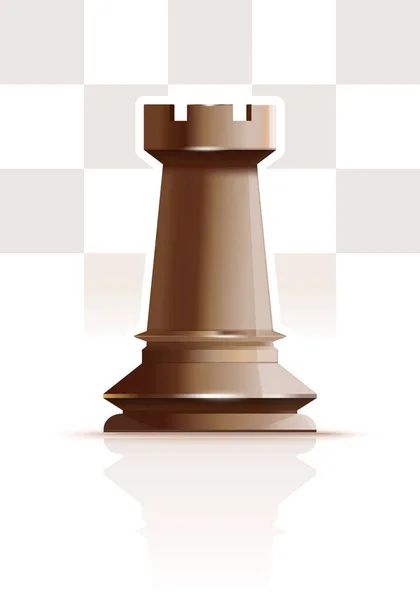 Torre Figura Ajedrez Blanco Sobre Fondo Celdas Tablero Ajedrez Una — Vector de stock