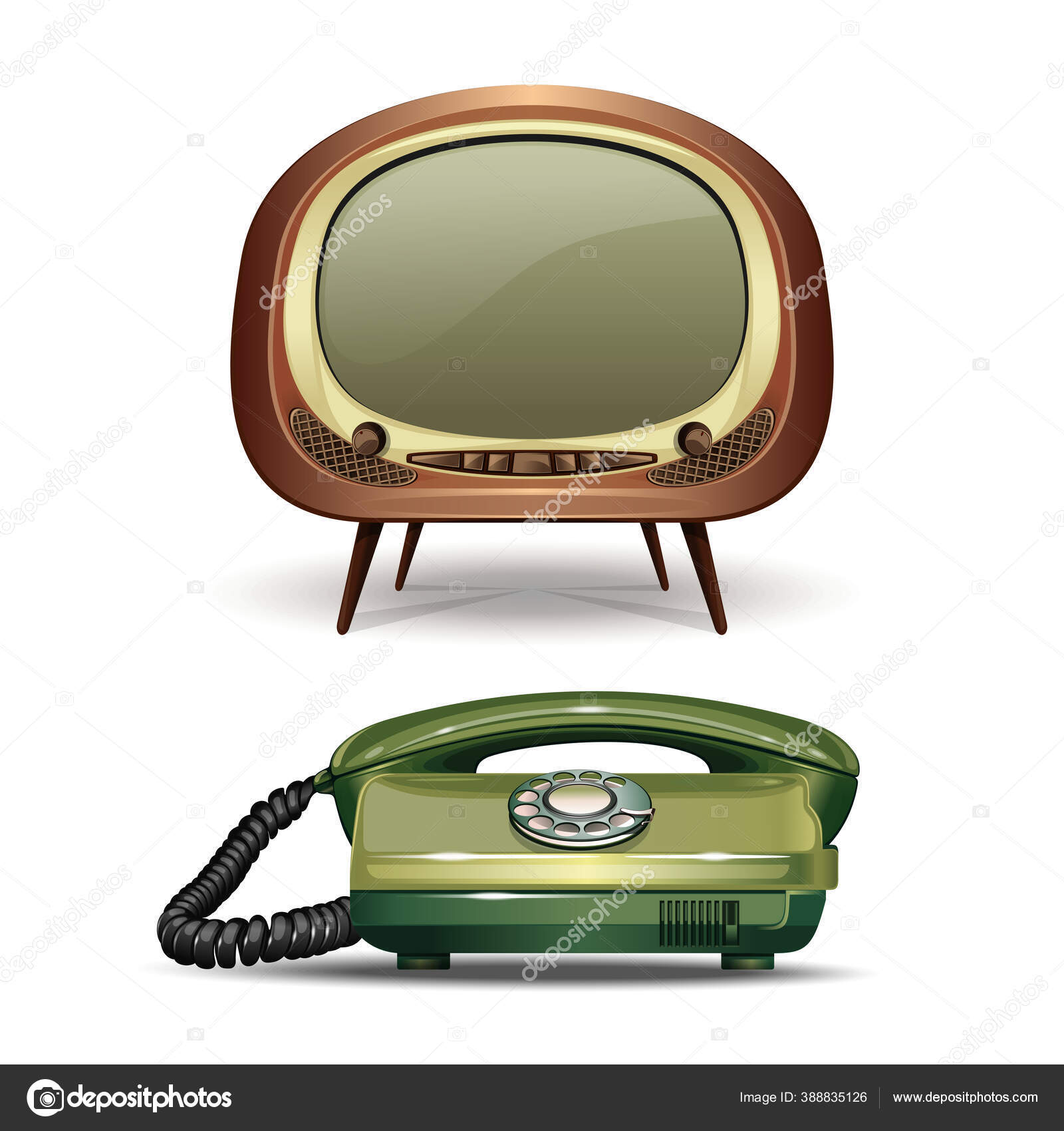 Vintage TV. Vintage television in the style of the 50s - 60s. Old TV.  Vector Retro TV on a vintage background Stock Vector