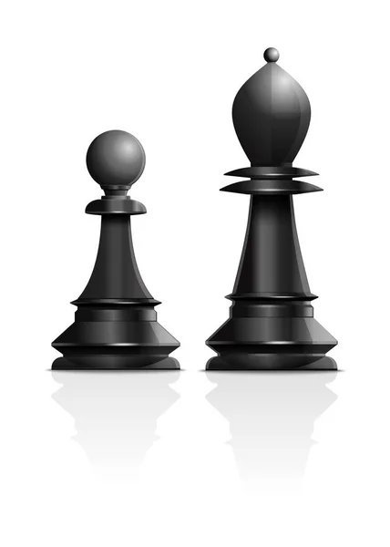 Σχεδίαση Σκακιστικών Ιδεών Μαύρο Πιόνι Και Μαύρος Επίσκοπος Απομονώνονται Λευκό — Διανυσματικό Αρχείο
