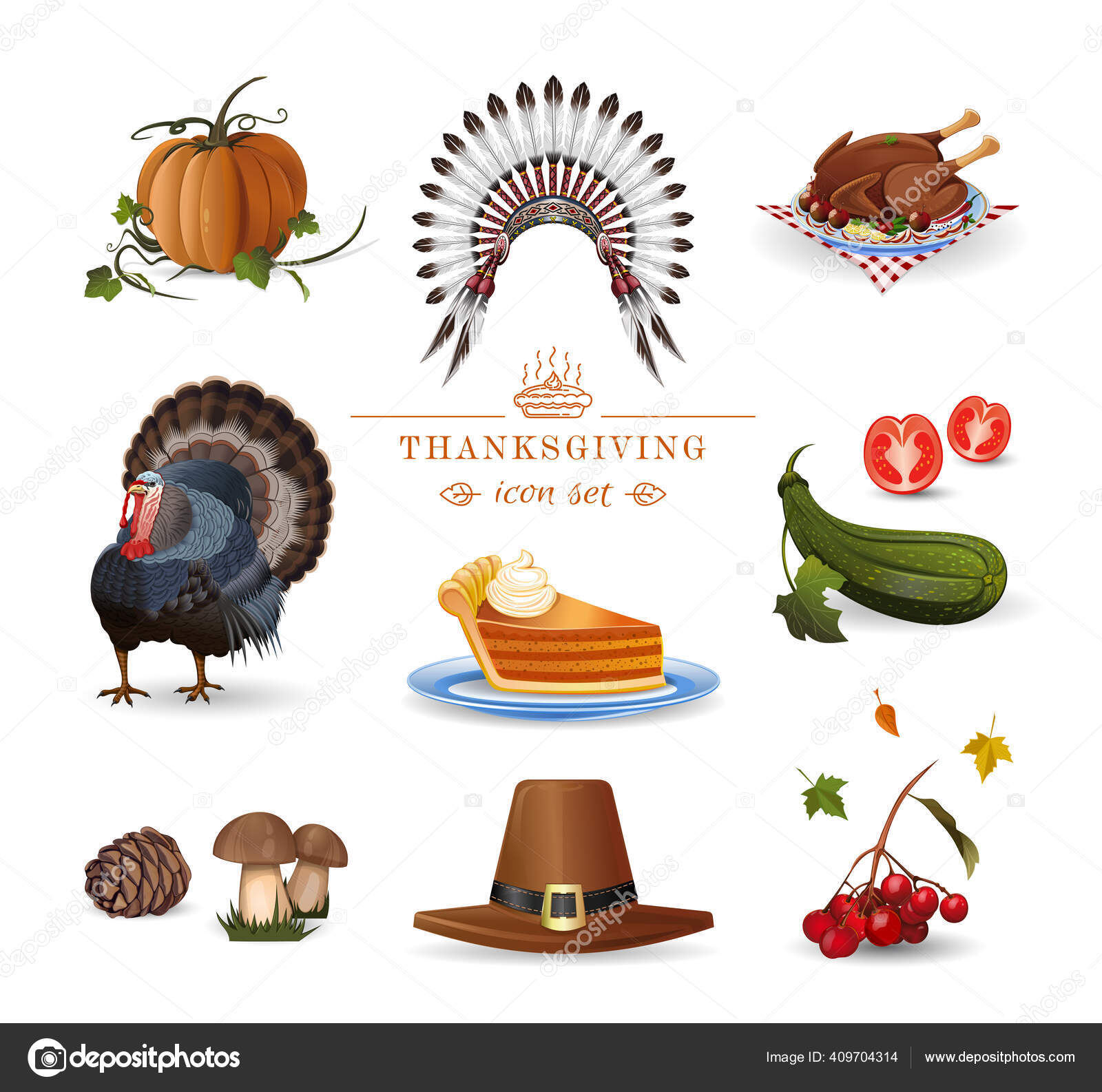 感恩节图标集秋节假期标志收藏感恩节庆祝活动的媒介说明图库矢量图©kiberstalker 409704314