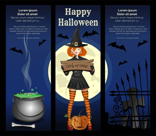 Ensemble Bannière Halloween Conception Halloween Avec Design Avec Une Jolie — Image vectorielle