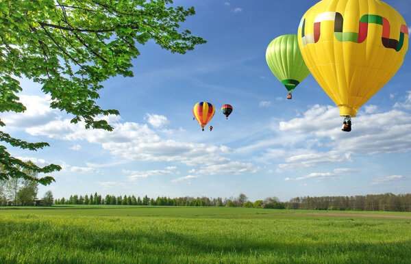 Spring flight by balloon.