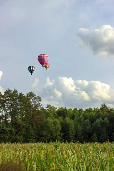 Romantiska Ballongflygningar Högt Över Marken — Stockfoto