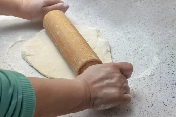Making Dough Homemade Dumplings — Stock Photo, Image