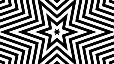 Hipnoz animasyonu altıgen altı nokta yıldızlı siyah beyaz döngü