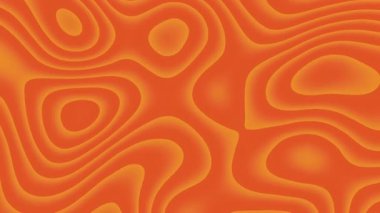 Turuncu gradyan animasyon arkaplanı. Topografik çizgiler şablonu girdaplı 4k arkaplan