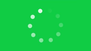 Yeşil ekranda soluk noktalı dairesel yükleyici. Simge canlandırması yükleniyor