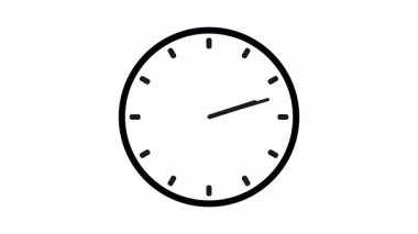 Siyah saat simgesi beyaz arkaplanda izole edildi. Çizgi analog saat simgesi animasyonu. Kusursuz döngü