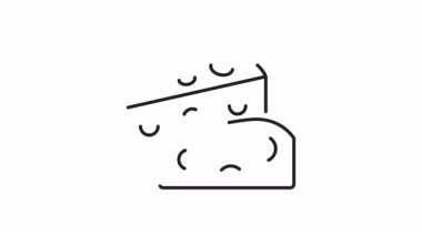 Peynir hareketi ikonu taslak biçimi. 4k çözünürlükte canlandırılmış peynir sembolü