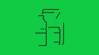 Animasyon şişesi, süt, yeşil ekran arka planında çizgi halinde resim simgesi. Simge canlandırmasını iç