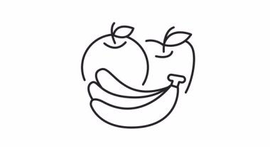 Elma ve muz kaplamalı canlandırılmış meyve simgesi