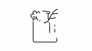 Market poşeti animasyonu. Ekmek, süt, su, sebze gibi yiyeceklerle birlikte. Canlandırılmış market poşeti simgesi ana hatları