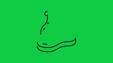Canlandırılmış et ikonu çizgisi sanatı. Yeşil ekranda çiğ et simgesi canlandırması