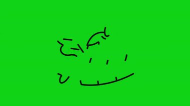 Yeşil ekran arka planında sebze satırı simgesi canlandırması