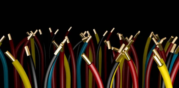 bir grup siyah amaç - 3d render elektrik kabloları