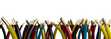 bir grup beyaz artalan - 3d render elektrik kabloları