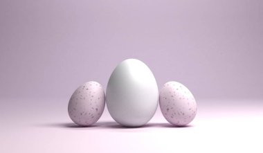 Paskalya yumurtaları 3d render parlak pembe arka plan üzerinde bir grup