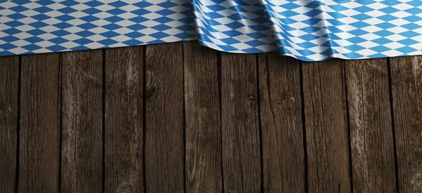 Rusztikus háttér Oktoberfest bajor fehér és kék - 3D renderelés — Stock Fotó