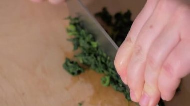 Şef Çiğ Ispanak Yaprağı Doğrayın