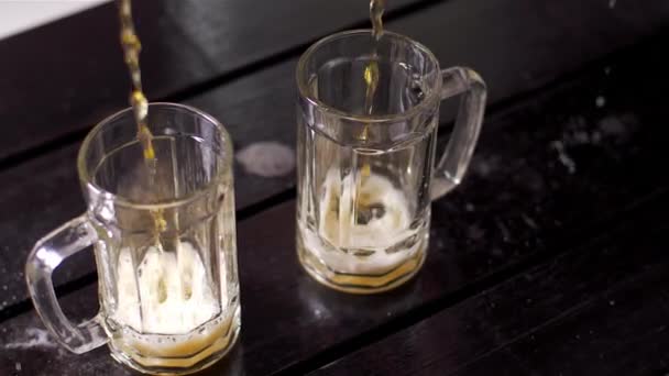 Pouring beer into a mug — Stock Video