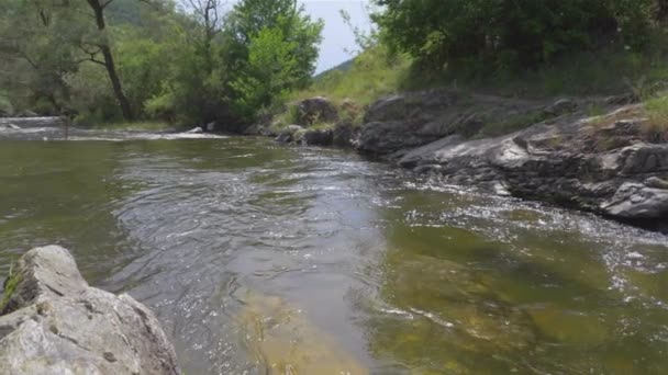 O rio está correndo rápido. Bela vista — Vídeo de Stock