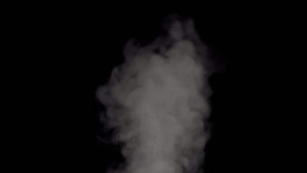 Дым в замедленной съемке на черном фоне . — стоковое видео