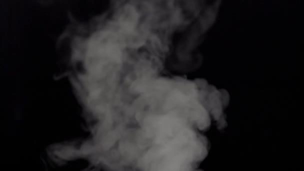 Kouř v pomalém pohybu na černém pozadí. — Stock video