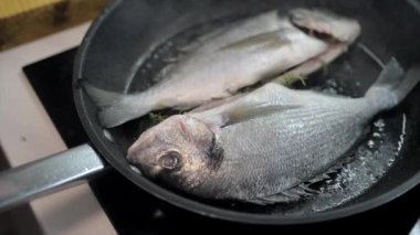 Taze çipura sunumu ızgarada pişmeye hazır.